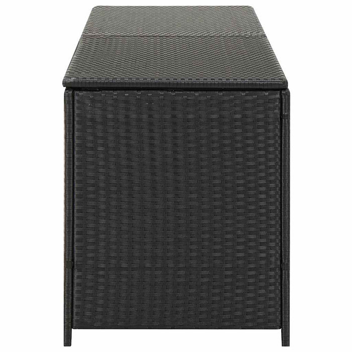 Baule da Giardino in Polyrattan 200x50x60 cm Nero 46474