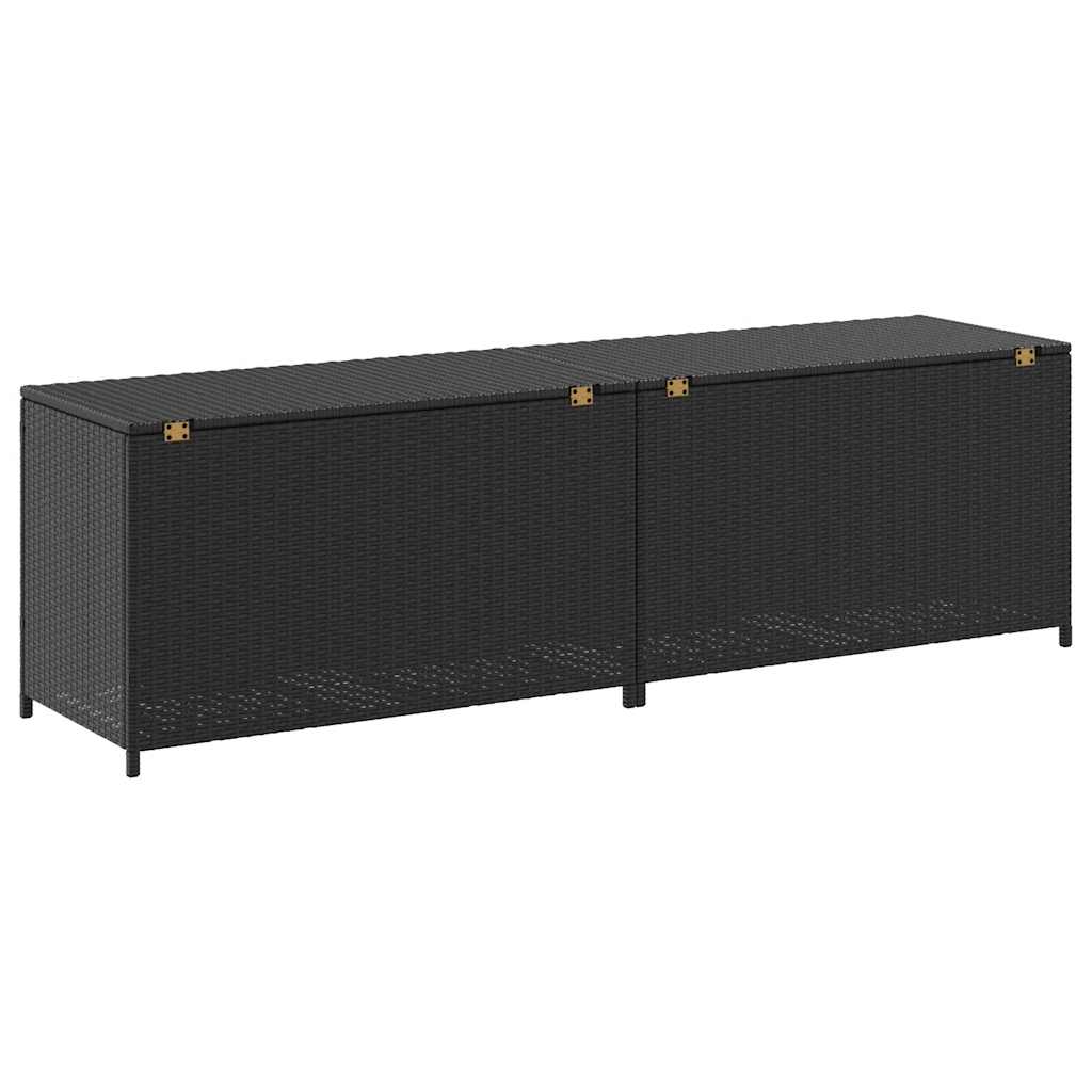 Baule da Giardino in Polyrattan 200x50x60 cm Nero 46474