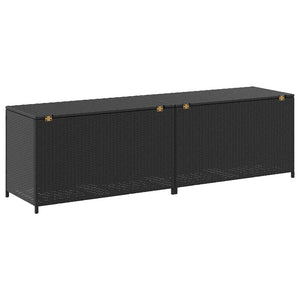 Baule da Giardino in Polyrattan 200x50x60 cm Nero 46474