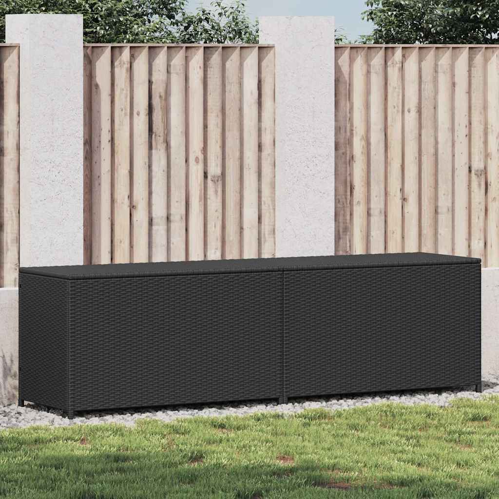Baule da Giardino in Polyrattan 200x50x60 cm Nero 46474