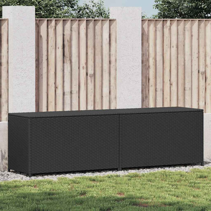 Baule da Giardino in Polyrattan 200x50x60 cm Nero 46474