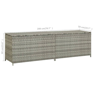 Baule da Giardino in Polyrattan 200x50x60 cm Grigio