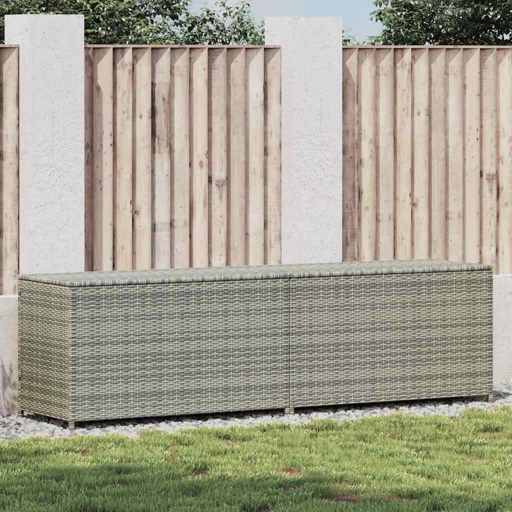 Baule da Giardino in Polyrattan 200x50x60 cm Grigio 46476