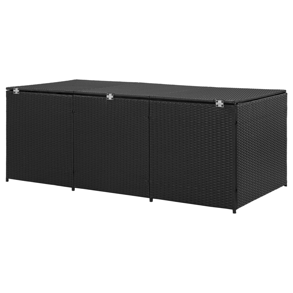 Baule da Giardino in Polyrattan 180x90x70 cm Nero 46477