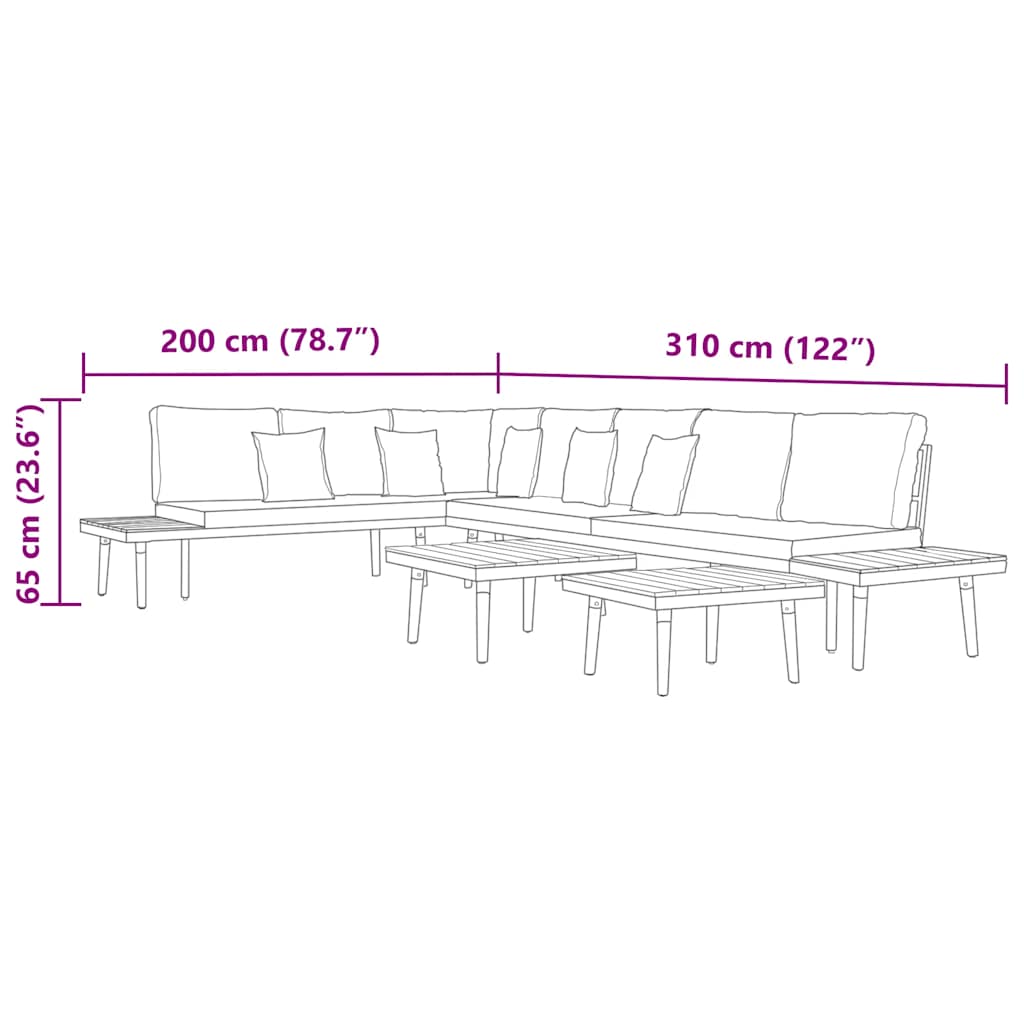 Set Divani da Giardino 7 Posti con Cuscini Legno Acacia Marrone 46483