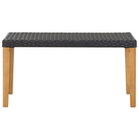 Panchina da Giardino 120 cm Nero Polyrattan e Massello d'Acacia 46488