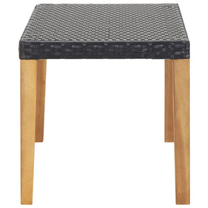 Panchina da Giardino-Panca da esterno 120 cm Nero Polyrattan e Massello d'Acacia