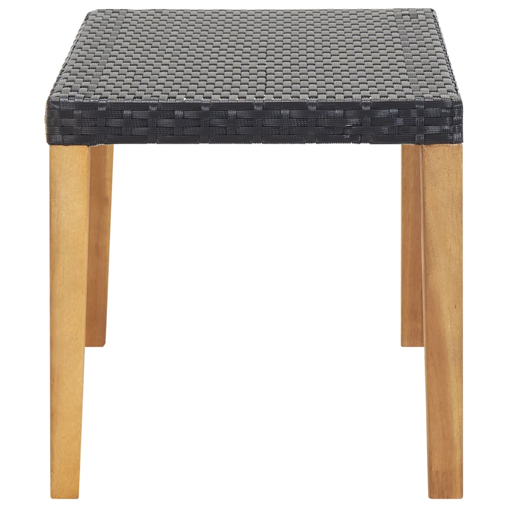 Panchina da Giardino 120 cm Nero Polyrattan e Massello d'Acacia 46488