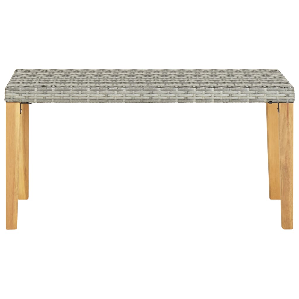 Panchina da Giardino 120 cm Grigia Polyrattan e Legno Acacia 46489