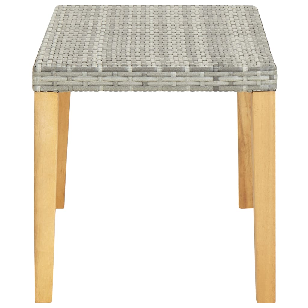 Panca da giardino arredo da esterno terrazza 120 cm resina intrecciata grigia e legno di acacia 02_0011202