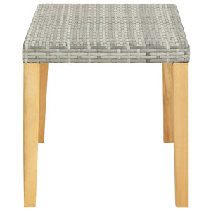 Panca da giardino arredo da esterno terrazza 120 cm resina intrecciata grigia e legno di acacia 02_0011202