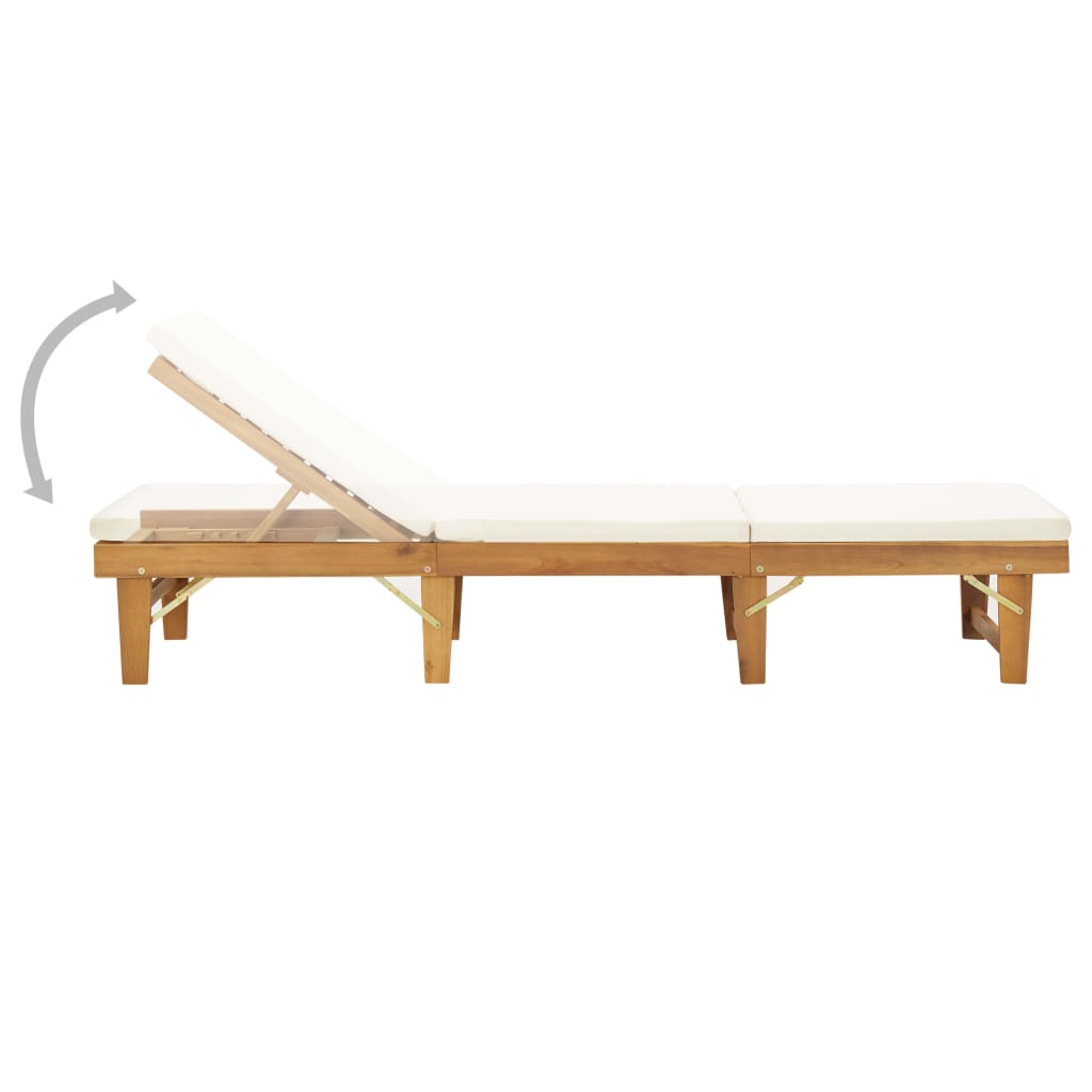 Sdraio sedia a sdraio lettino da giardino prendisole terrazza mobile da esterno pieghevole con cuscino legno massello di acacia 02_0012893