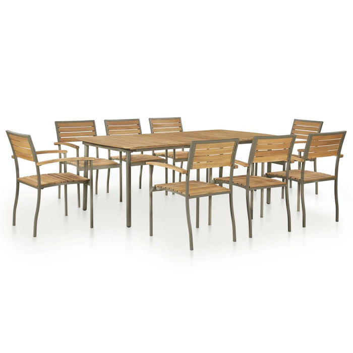 Set da Pranzo da Giardino 9 pz in Massello di Acacia e Acciaio cod mxl 35510