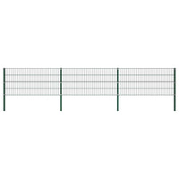 Pannello di Recinzione con Pali in Ferro 5,1x0,8 m Verde