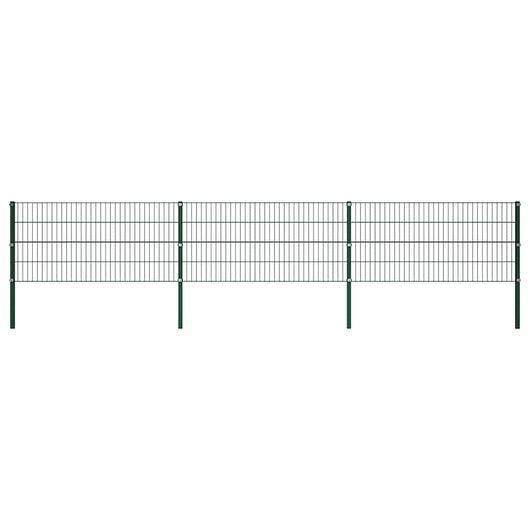 Pannello di Recinzione con Pali in Ferro 5,1x0,8 m Verde