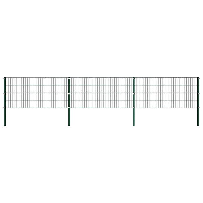 Pannello di Recinzione con Pali in Ferro 5,1x0,8 m Verde