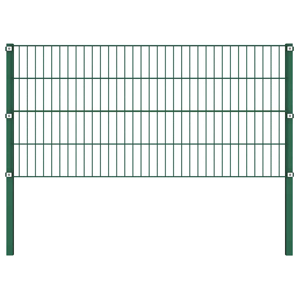 Pannello di Recinzione con Pali in Ferro 5,1x0,8 m Verde