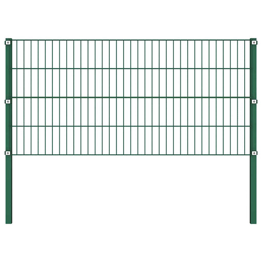 Pannello di Recinzione con Pali in Ferro 5,1x0,8 m Verde