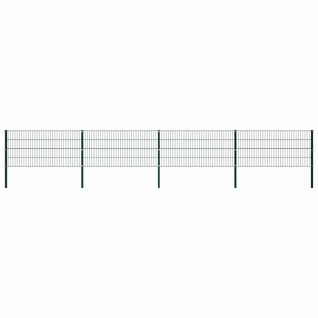 Pannello di Recinzione con Pali in Ferro 6,8x0,8 m Verde