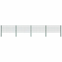 Pannello di Recinzione con Pali in Ferro 6,8x0,8 m Verde
