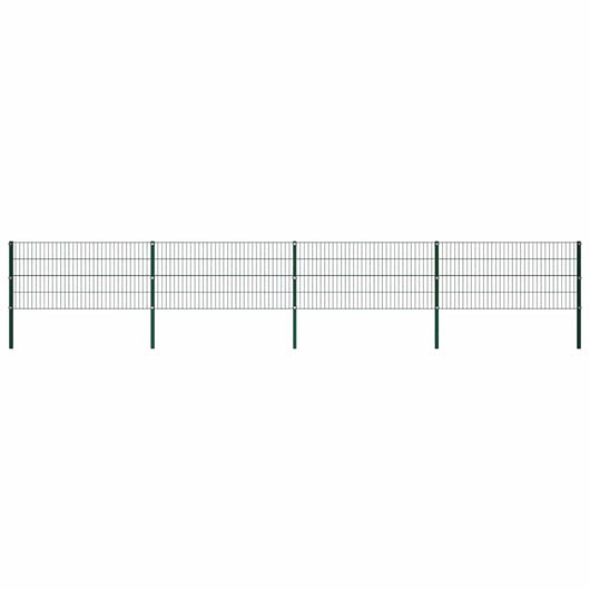 Pannello di Recinzione con Pali in Ferro 6,8x0,8 m Verde