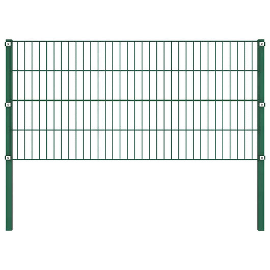 Pannello di Recinzione con Pali in Ferro 10,2x0,8 m m Verde