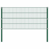 Pannello di Recinzione con Pali in Ferro 11,9x0,8 m Verde