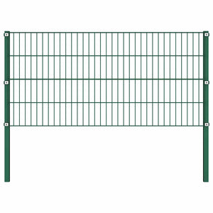 Pannello di Recinzione con Pali in Ferro 11,9x0,8 m Verde