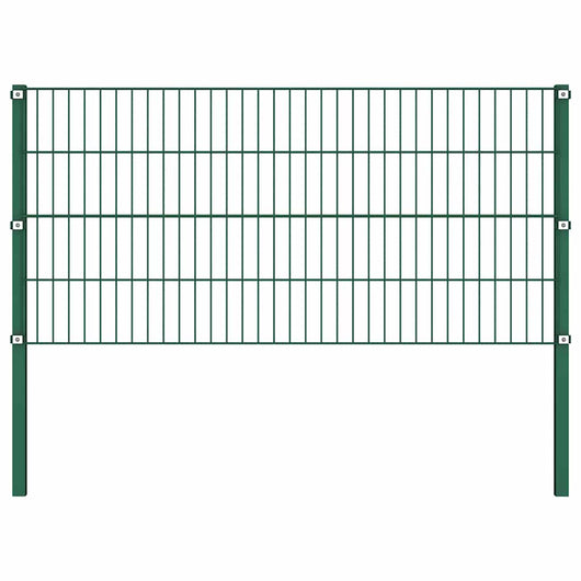Pannello di Recinzione con Pali in Ferro 11,9x0,8 m Verde