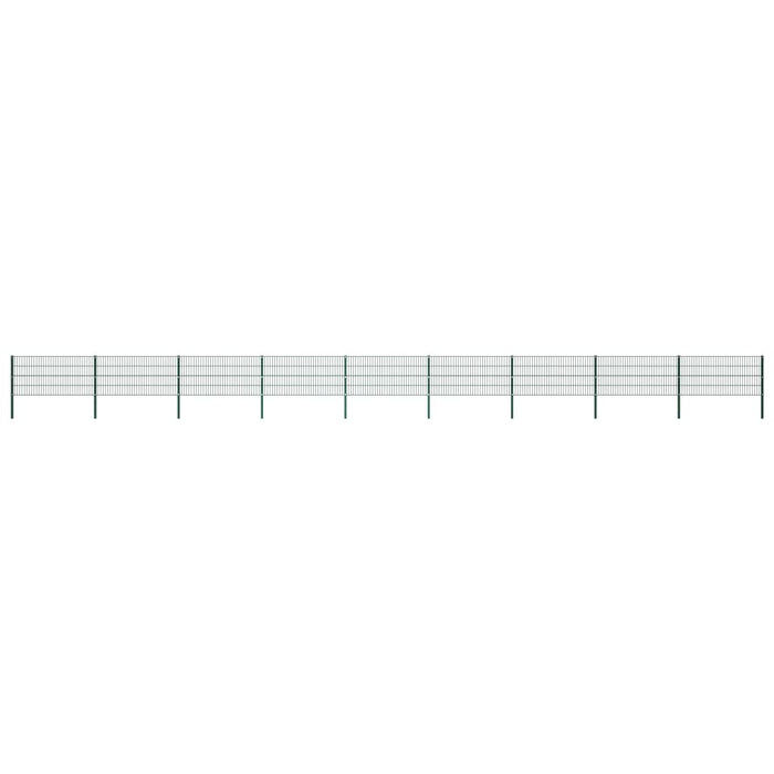 Pannello di Recinzione con Pali in Ferro 15,3x0,8 m Verde