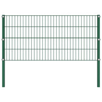 Pannello di Recinzione con Pali in Ferro 15,3x0,8 m Verde