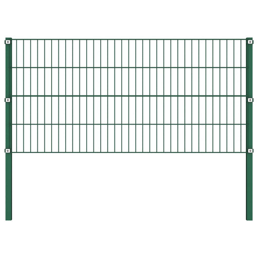 Pannello di Recinzione con Pali in Ferro 15,3x0,8 m Verde