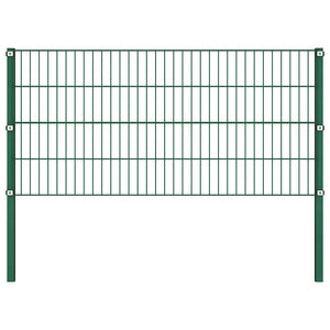 Pannello di Recinzione con Pali in Ferro 17x0,8 m Verde