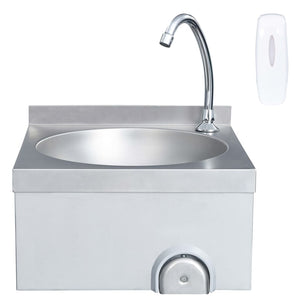 Lavello lavamani con rubinetto e dispenser sapone lavamani da appoggio mensa cucina officina 40 x 40 cm acciaio inox 02_0002445