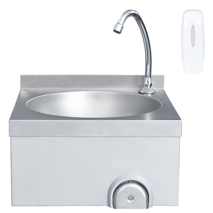 Lavandino con Rubinetto e Dispenser Sapone in Acciaio Inox 51113