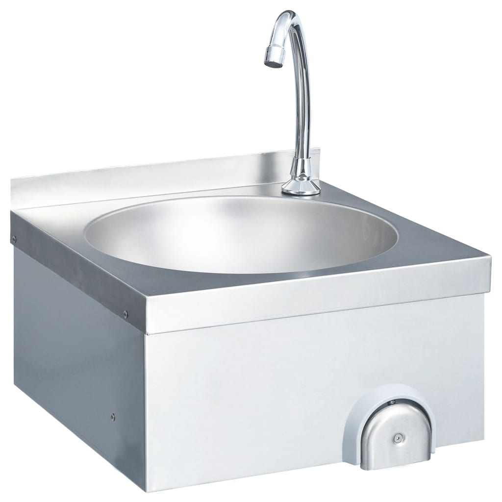 Lavandino-Lavabo con Rubinetto e Dispenser Sapone in Acciaio Inox 163815