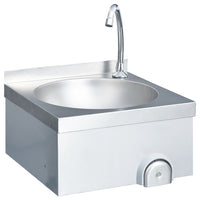 Lavello lavamani con rubinetto e dispenser sapone lavamani da appoggio mensa cucina officina 40 x 40 cm acciaio inox 02_0002445