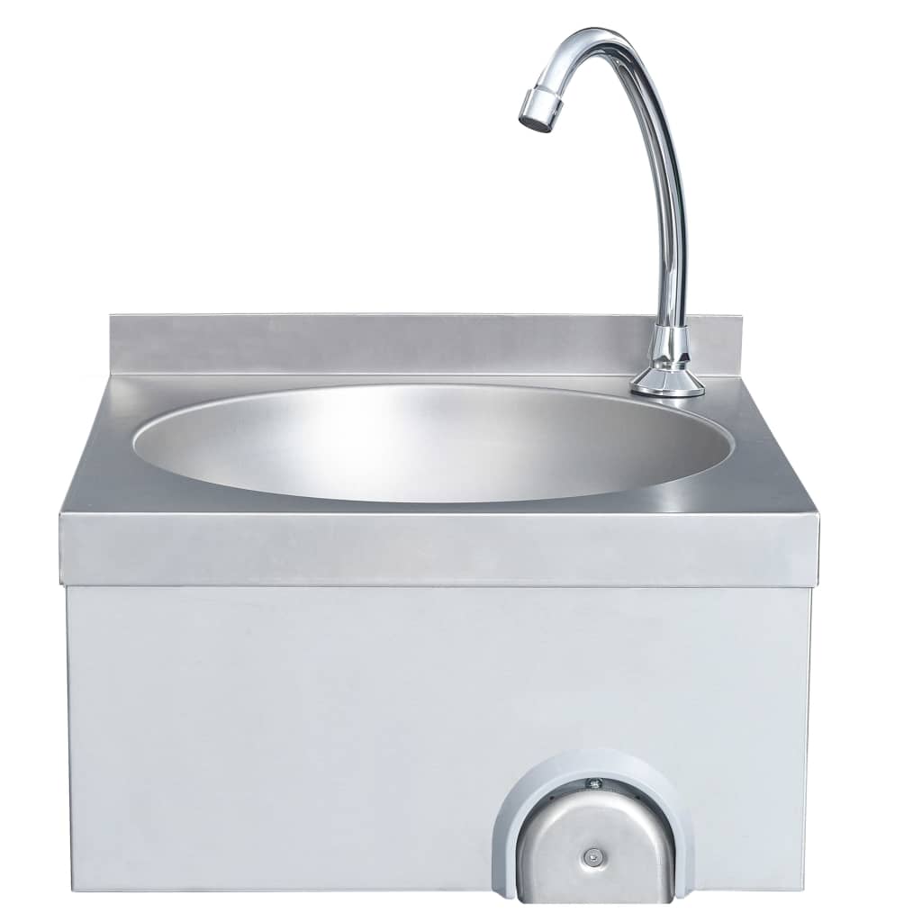 Lavandino-Lavabo con Rubinetto e Dispenser Sapone in Acciaio Inox 163815
