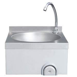 Lavello lavamani con rubinetto e dispenser sapone lavamani da appoggio mensa cucina officina 40 x 40 cm acciaio inox 02_0002445