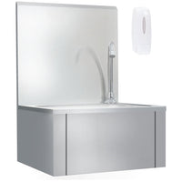 Lavello lavamani con rubinetto e dispenser sapone lavamani da appoggio mensa cucina officina 56 cm acciaio inox 02_0002446