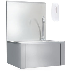 Lavello lavamani con rubinetto e dispenser sapone lavamani da appoggio mensa cucina officina 56 cm acciaio inox 02_0002446