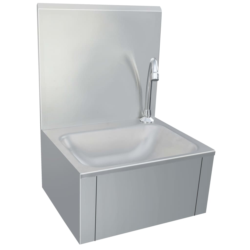 Lavandino-Lavabo con Rubinetto e Dispenser Sapone in Acciaio Inox 625616