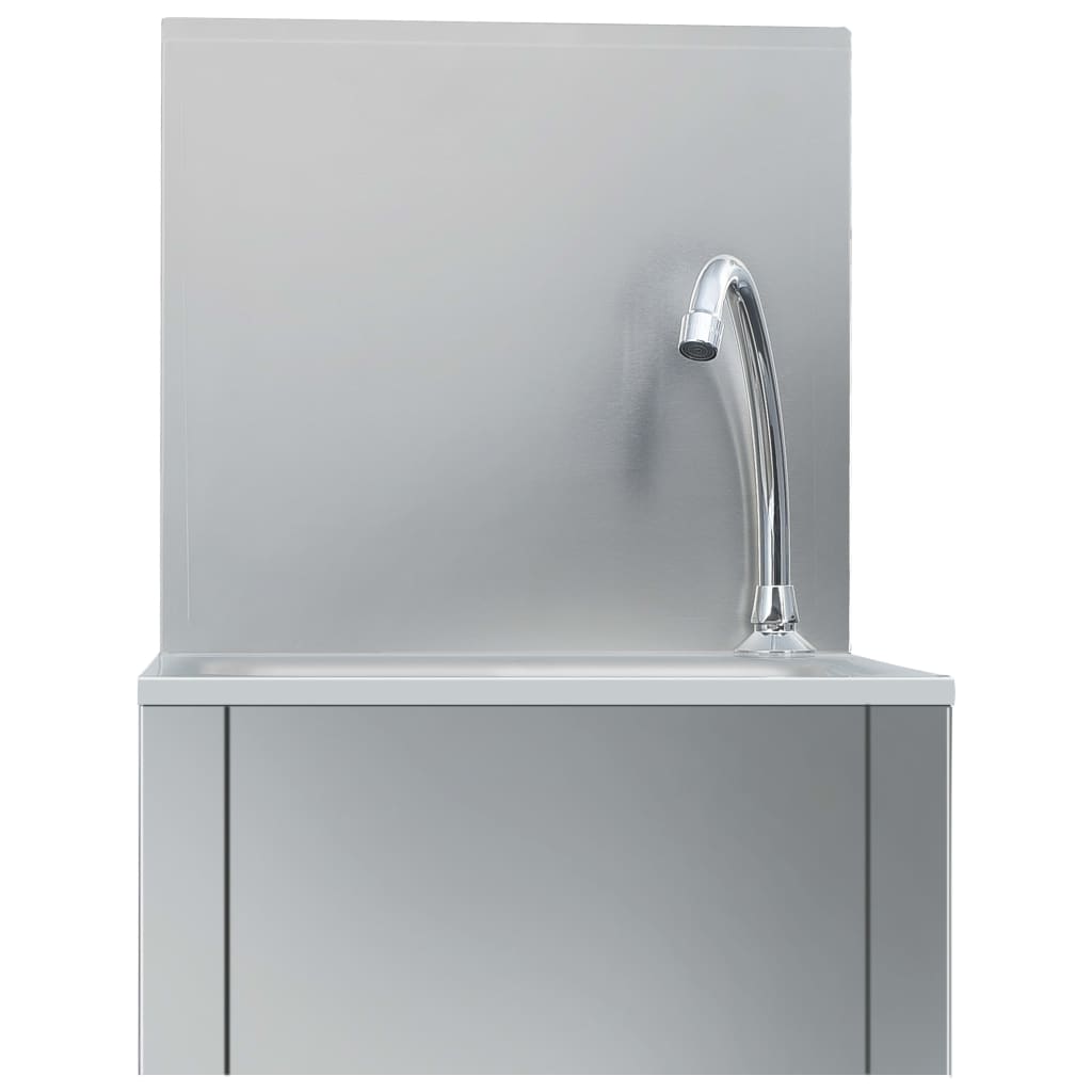 Lavandino con Rubinetto e Dispenser Sapone in Acciaio Inox 51114