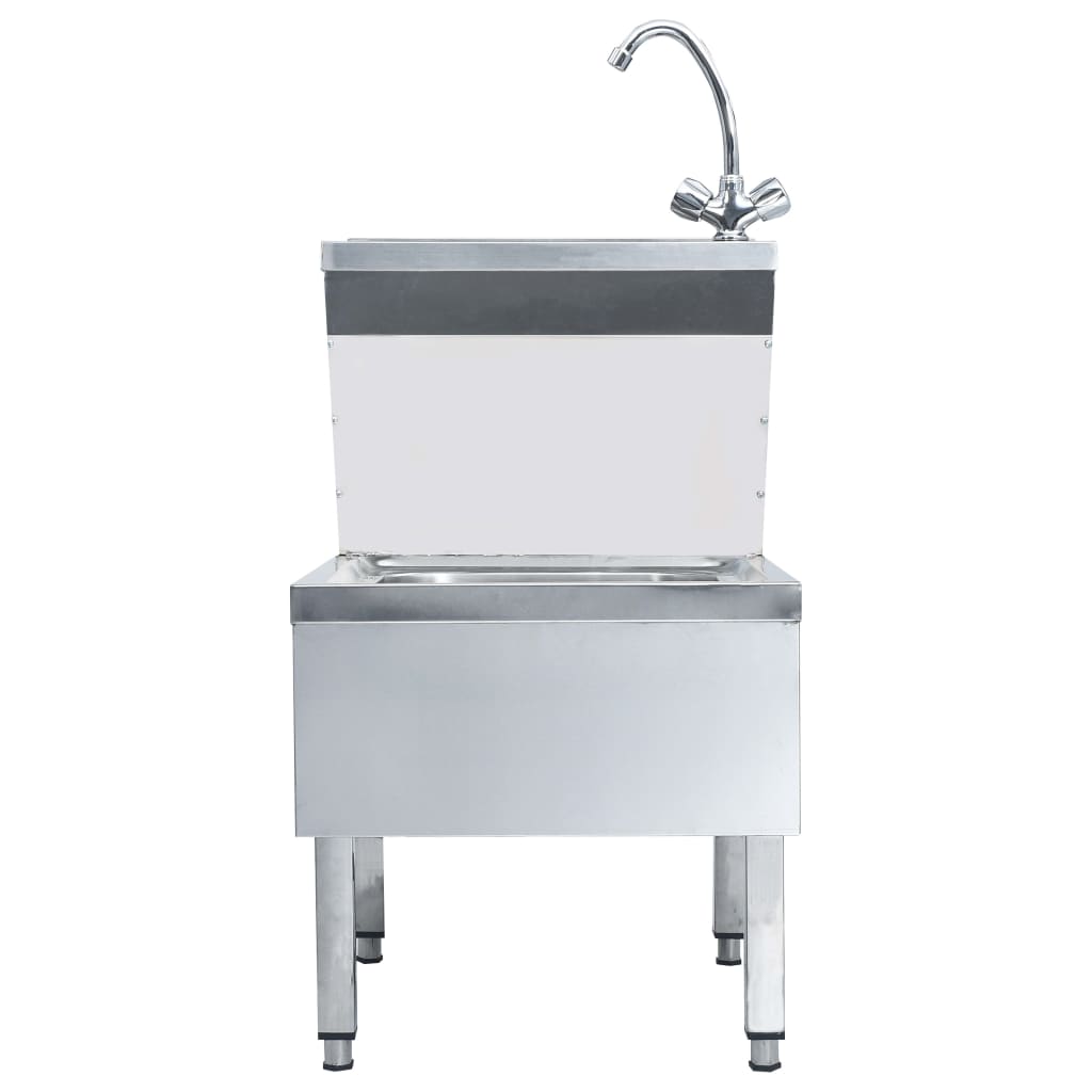 Lavello lavamani professionale con rubinetto lavamani lavello da appoggio mensa cucina ristorazione 109 cm acciaio inossidabile 02_0002448