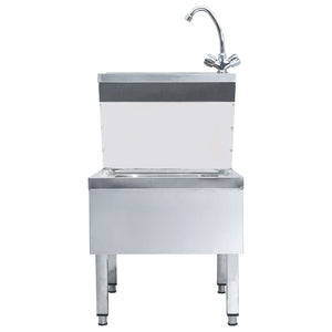 Lavello lavamani professionale con rubinetto lavamani lavello da appoggio mensa cucina ristorazione 109 cm acciaio inossidabile 02_0002448