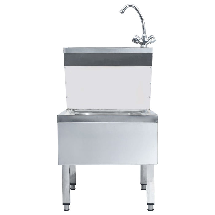 Lavello lavamani professionale con rubinetto lavamani lavello da appoggio mensa cucina ristorazione 109 cm acciaio inossidabile 02_0002448