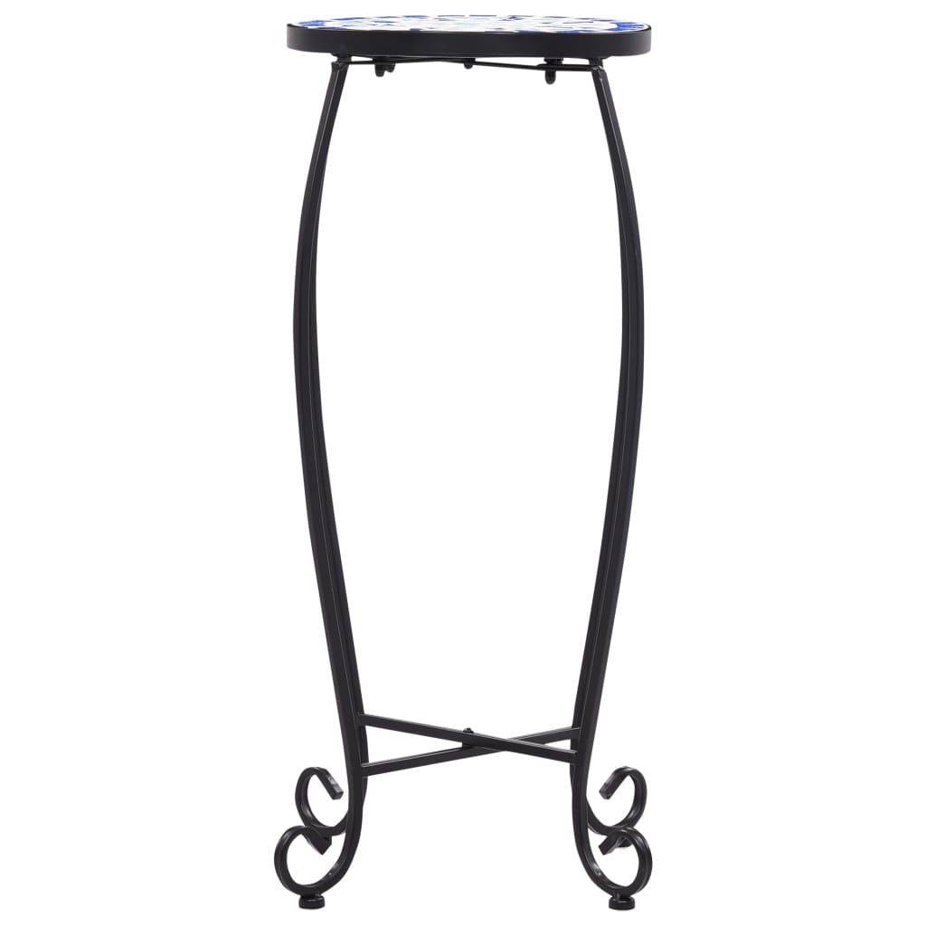 Tavolini con Mosaico 3 pz Blu e Bianco in Ceramica 46702