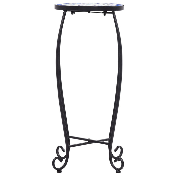 Tavolini con Mosaico 3 pz Blu e Bianco in Ceramica 46702