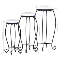 Tavolini con Mosaico 3 pz Blu e Bianco in Ceramica 46702