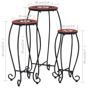 Tavolini con Mosaico 3 pz Terracotta e Bianco in Ceramica 46704